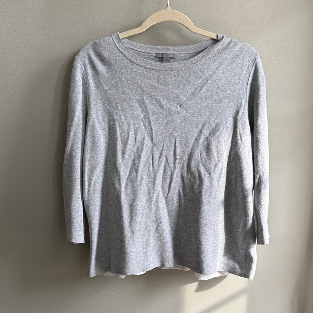 Gray and White COS Top, Size Medium
